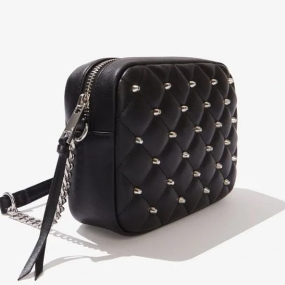 New Rebecca Minkoff Vegan Leather Studded Quilted Chain Crossbody Bag - Picture 2 of 6